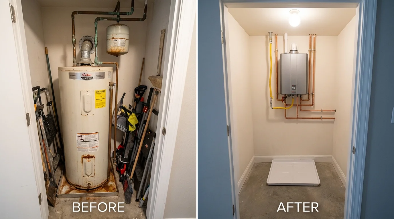 Tank water heater versus wall-mounted tankless unit comparison for Cambridge, NY homeowners